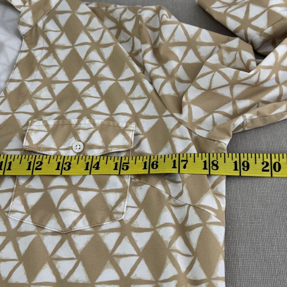 J. Mclaughlin Top Button Front Tan/White Small - image 8